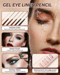 Black Eyeliner Pencil Retractable Gel Eyeliner Pencil Built in Sharpener Waterproof Smudge Proof Waterline Eye Liner Pencil Smooth Creamy Texture