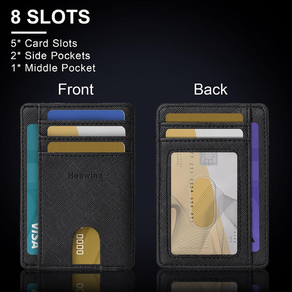 Hoewina Slim Wallet for Men, Minimalist Front Pocket RFID Blocking Leather Wallets, Thin Travel Card Holder Wallet, Gifts for Men and Women (Cross