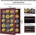 Jinchuan Military Challenge Coin Display Case Lockable Cabinet Rack Holder Shadow Box with Removable 2 Grooves Shelves and Anti Dust Door for