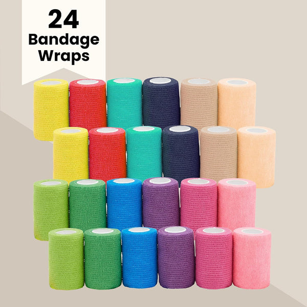 Juvale Cohesive Self-Adherent Bandage Wrap - Elastic Support for Sprains & Sports Tape - Vet Wrap for Horses & Dogs - Hand-Tearable Design & Grip