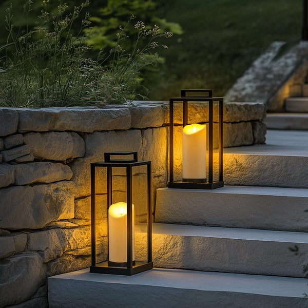 Homemory 4"x9" Outdoor Waterproof Flameless Candles with Timers and Remote Control, Battery Operated Candles, LED Plastic Candles, Ivory White,