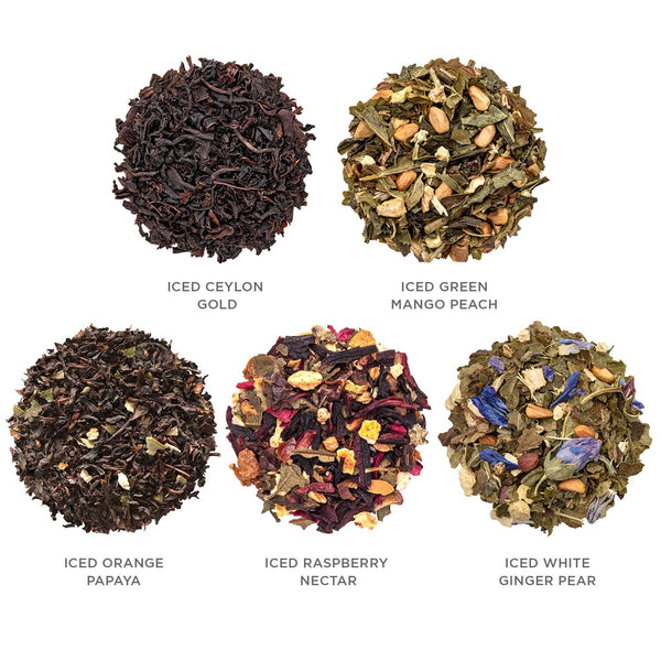 Tea Forte Tea over Ice Sampler Premium Organic Caffeine-Free and Caffeinated Assorted Iced Tea Blends, 5 Count Individually Wrapped Handcrafted