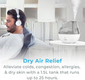 Pure Enrichment Mistaire Silver Ultrasonic Cool Mist Humidifier for Bedroom, Office, Nursery & Indoor Plants - Lasts up to 25 Hours, Whisper-Quiet