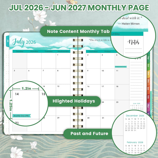 Planner 2025-2026 - JUL 2025 - JUN 2026, Academic Planner 2025-2026, Weekly and Monthly, Calendar 2026 with Premium Paper, Twin-Wire Binding -