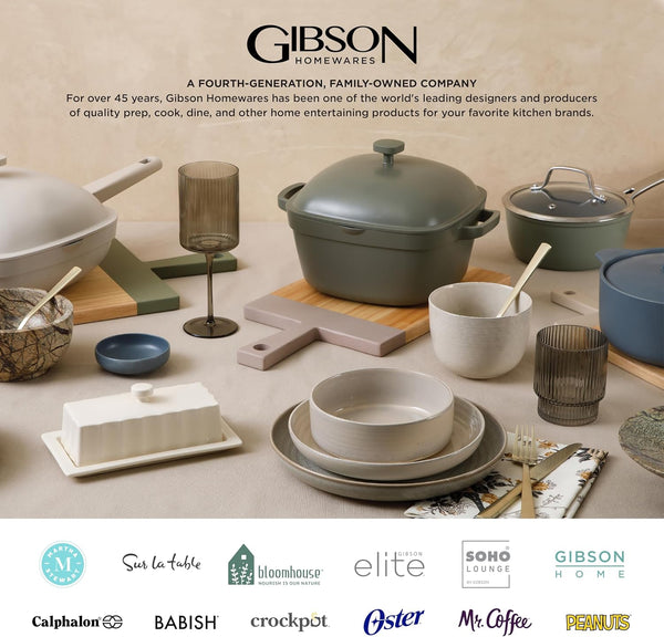 Gibson Home Plates and Bowls Sets - Dinnerware Set for 4, 16-Piece White Dishes — Ceramic Dish Set| Microwave & Dishwasher Safe Dishes - Oslo