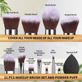 BS-MALL Makeup Brush Set 11Pcs Bamboo Synthetic Kabuki Brush Set Foundation Powder Blending Concealer Eye Shadows Blush Cosmetics Brushes with
