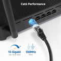 Cable Matters 10Gbps 10-Pack Snagless Cat 6 Ethernet Cable, 10ft, Black | 24 AWG Bare Copper, Gold-Plated RJ45, PoE++, 550MHz Bandwidth, Cat6