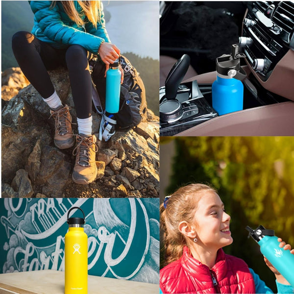 Replacement Straw Lid for Hydro Flask Standard Mouth 18-24 oz, BPA-Free Sport Cap with Soft Straw One-Hand Flip-Top for Sports/Hiking, Compatible