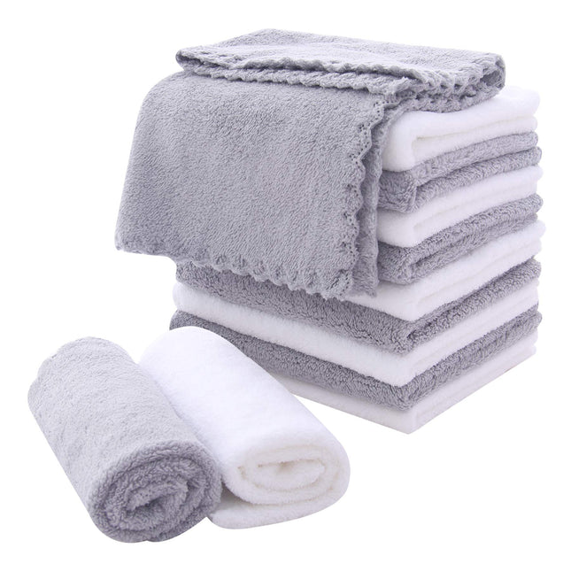 MOONQUEEN Microfiber Facial Cloths Fast Drying Washcloth 12 Pack - Premium Soft 