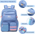 Water Resistant Backpack for Teen Girls Boys Students, Casual Multi Pockets Daypack with 15.6 inch Laptop pocket for Travel School College (Grey
