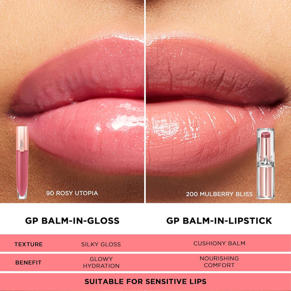 L'Oreal Paris Glow Paradise Hydrating Tinted Lip Balm-In-Gloss with Pomegranate Extract & Hyaluronic Acid, Ultra-Gentle, Non-Sticky Formula, Rosy