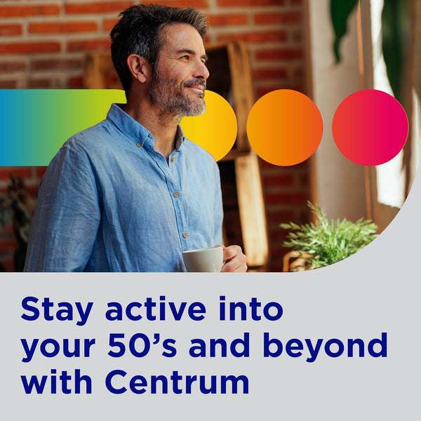 Centrum Minis Silver Multivitamin for Men 50 Plus, Multivitamin/Multimineral Supplement, Vitamin D3, B-Vitamins and Zinc, Non-GMO Ingredients,