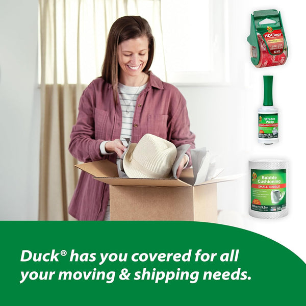 Duck HD Clear Packing Tape Refills - 6 Rolls of Heavy Duty Shipping and Moving Packing Tape - Clear Strong Packaging Tape for Boxes, Packing and