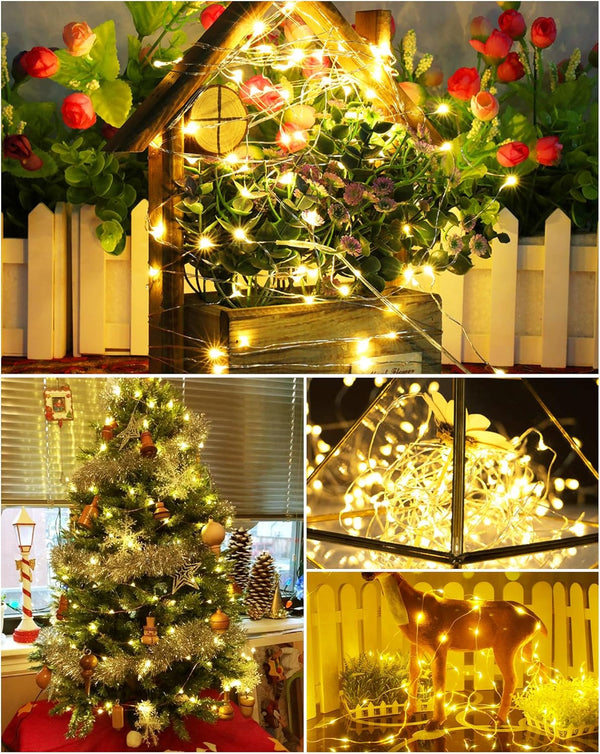 Blingstar USB Powered Fairy Lights, 2 Pack 33Ft 100 LED, Flexible Silver Wire, Mini String Lights for Christmas Tree/Bedroom/Camping/Holiday