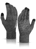 TRENDOUX Winter Gloves for Men Women - Upgraded Touch Screen Cold Weather Thermal Warm Knit Glove for Running Driving Hiking Large Black Gray