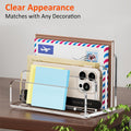 Mail Organizer Countertop, 3 Section Clear Acrylic Small File Holders Letter Organizer for Desk, Modern Filing Accessories for Document, Office,