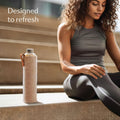 Cosumy Glass Water Bottle 25oz with Felt Sleeve - Borosilicate Glass - Leakproof Lid - BPA Free - Ideal for Work, Travel & Gym (Beige)