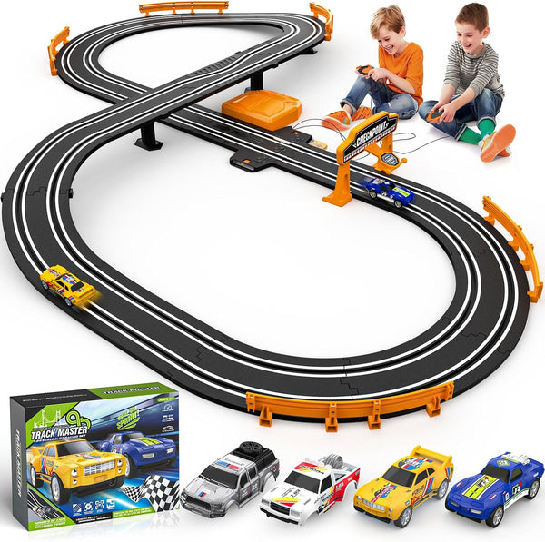 Slot Car Race Track Sets for Boys, Race Car Track with 2 High-Speed Slot Cars, Battery or Electric Car Track, Dual Racing Game Lap Counter Track