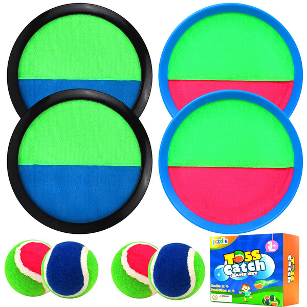Toss and Catch Game Set, Outdoor Games with 4 Paddles 4 Balls and 1 Storage Bag, Great Outdoor Toys/Gifts for Kids, Classic Outdoor Games, Beach