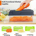 MealHelper 12-in-1 Vegetable Chopper, 7 Blade Veggie Chopper, Practical Food Chopper with Container, Cheese Grater, Home Essentials & Kitchen
