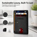 RUNBOX Slim Wallet for Men and Women, RFID Blocking Leather Card Holder Carbon Fiber Black