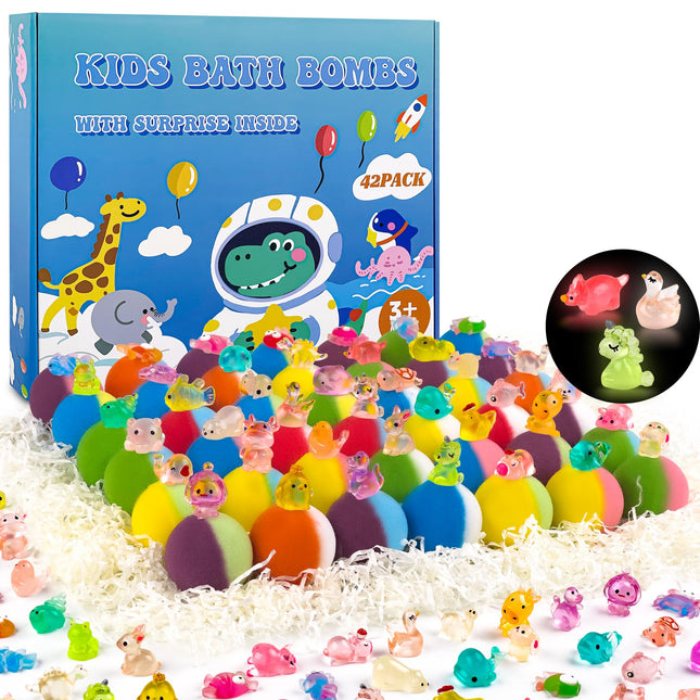 Bath Bombs for Kids, 24Pcs Bath Bombs with Glow in the Dark Surprise Inside, Nat