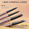 2 Pack Eyebrow Pencil, Waterproof Eyebrow Makeup with Dual Ends, Professional Brow Enhancing Kit with Eyebrow Brush (Dark Brown #1)