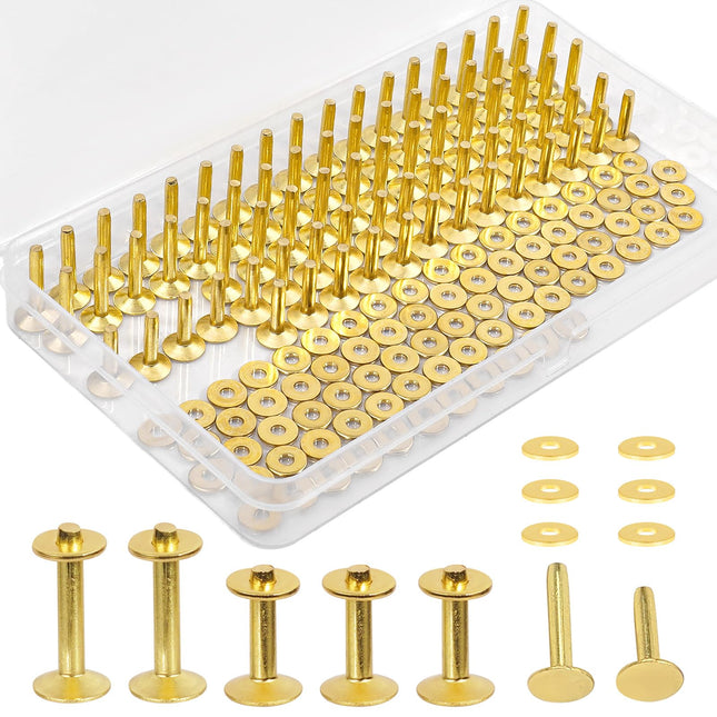Junesunshine 154 Pcs Brass Rivets - Smooth & Pattern-Free, Pure Copper Rivets & 