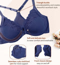 DotVol Women's Front Close Bra T Back Full Figure Underwire Plus Size Seamless Unlined Bra for Large Bust 40G Blue