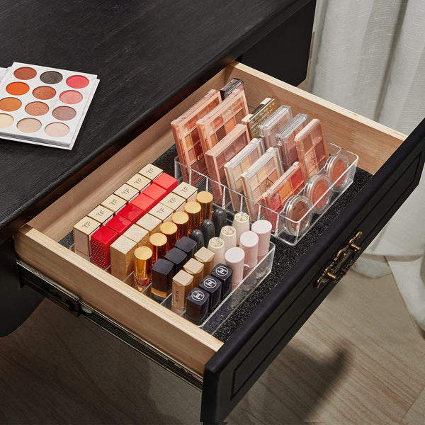 Makeup Organizer for Eyeshadow Palette and Lipstick Organizer, 7 Section Divided Makeup Palette Organizer for Vanity Drawer Countertop Modern