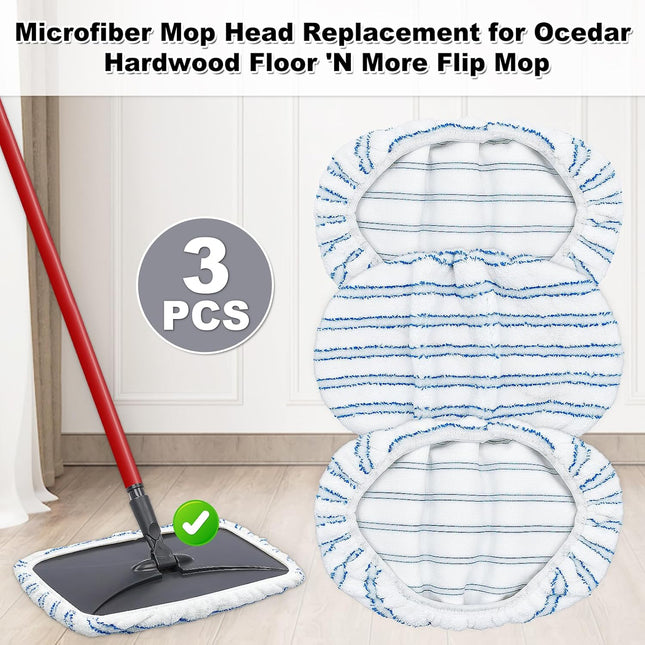 Mop Pads Replacement for O-Cedar Hardwood Floor 'N More Microfiber Mop, 3 Pack M