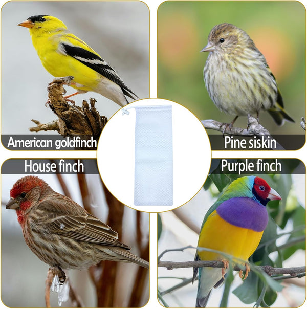 Wild Bird Feeder Sock - 6PCS Finch Feeder Bird Seed Sock Mesh Feed Bag Empty for Finch Thistle or Garden Yard Wild Finch Feeding