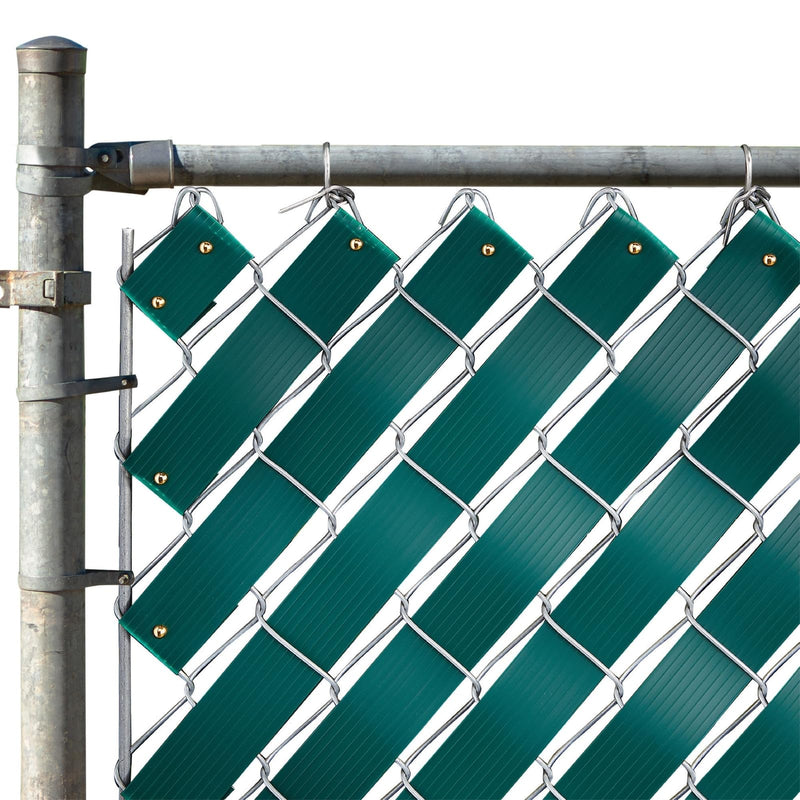 Juvale Fence Privacy Screen Slats - 1.8 in x 246 ft, Dark Green PVC - Privacy Fence Plastic Strips & Vinyl Green Tape with Brass Fasteners -