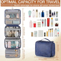 Elviros Hanging Toiletry Bag for Men PU Leather Shaving Dopp Kit (Blue) | 3-in-1 Waterproof Travel Organizer with Separate Compartments for