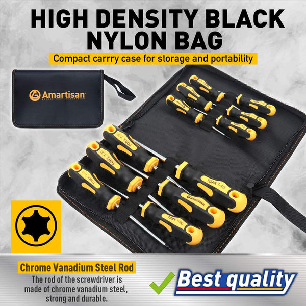 Amartisan 12-Piece Magnetic Torx Screwdrivers Set, Magnetic Torx Driver Star Screwdrivers Set T5 - T40 Best Choice New Torx Screwdrivers
