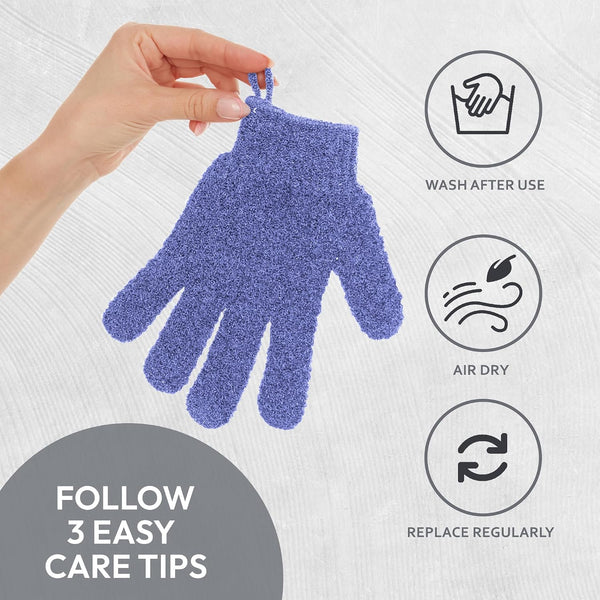 4 Pairs Exfoliating Gloves, 100% Nylon, Dual Texture Body Scrub for Spa, Massage & Dead Skin Removal, Multi-Color Shower Bath Accessories