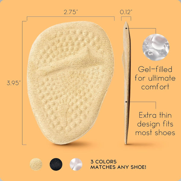 Walkize Metatarsal Pads Women | Heel Inserts for Women | Ball of Foot Cushions (2 Pairs Foot Pads) All Day Pain Relief and Comfort One Size Fits
