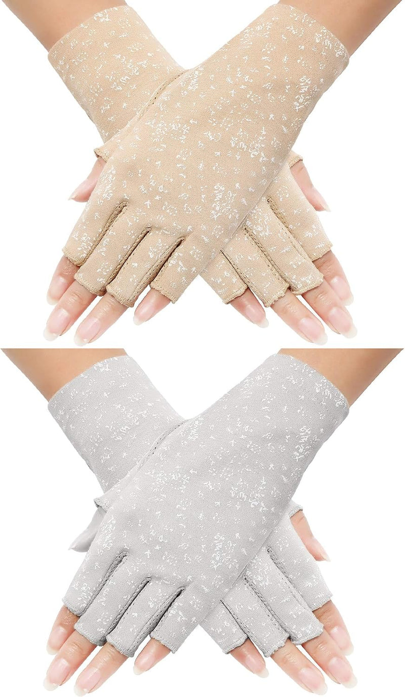 Maxdot Women Sunblock Fingerless Gloves UV Protection Driving Gloves Summer Mitten Non Slip for Outdoor Cycling Manicures