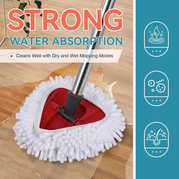 3 Pack Spin Mop Heads Replacements for Ocedar Easywring 1 Tank System Mop Replace Head Attachments, Microfiber Chenille Mop Pad Spin Mop Refill