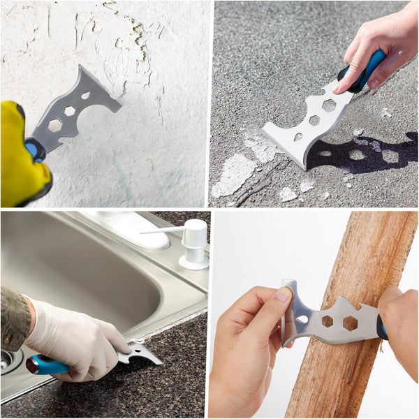 KEZERS 13-In-1 PainterÃ¢ÂÂS Tool, Stainless Steel Putty Knife Scraper, Paint Scraper Tool for Painting & Wood with Metal Hammer End, Multi-Use
