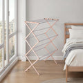 Household Essentials 5001 Collapsible Folding Wooden Clothes Drying Rack For Laundry | Pre Assembled Natural/White Birch