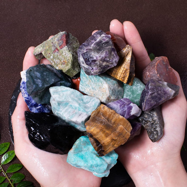 3 lbs Bulk Rough Madagascar Stones Mix - Large 1" Natural Raw Stones Crystal for Tumbling, Cabbing, Fountain Rocks, Decoration,Polishing, Wire