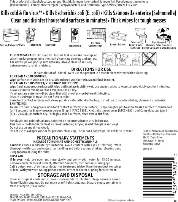 Amazon Basics Disinfecting Wipes, Lemon Scent, for Sanitizing, Cleaning & Deodorizing, 255 Count (3 Packs of 85)