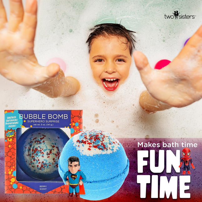 Superhero Bath Bombs for Kids & Boys with Surprise Hero Toys inside (1 Pack) - L