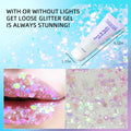 DAGEDA Body Glitter Gel, Face Glitter Body Gel Sequins Shimmer Liquid Eyeshadow, Chunky Glitter for Face Hair Nails, Holographic Cosmetic Laser