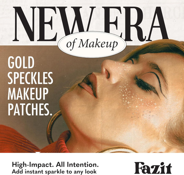 Fazit Gold Speckles - Glitter Freckle Makeup Patches - Shimmering Faux Freckles & Body Glitter - Waterproof, Long-Lasting Instant Glamour for