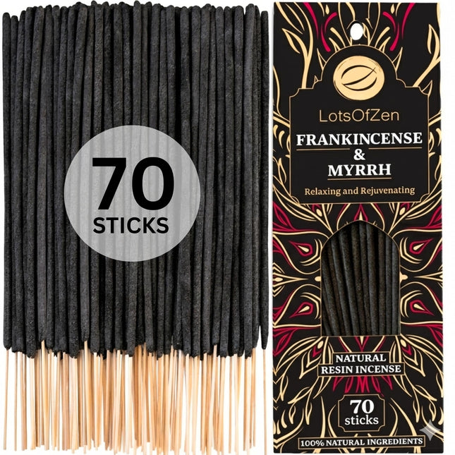 Frankincense and Myrrh Incense Sticks Smudge Kit (70 Pcs) â 1-Hour Burning Spiritual Incense Sticks for Bad Energy Cle