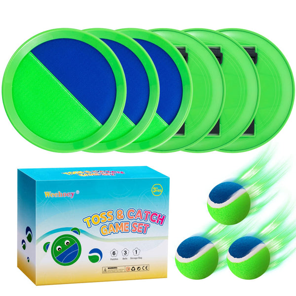 Beach Toys - Outdoor Games for Kids, Toss and Catch Ball Set with 6 Paddles 3 Balls, Gifts for 3 4 5 6 7 8+ Year Old Boys Girls Christmas