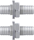 Enoch's Land 3/4" Hose Barb Thru-Bulk Bulkhead Fitting,304 Stainless Steel Straight Hex Union Fitting for Air Water Fuel