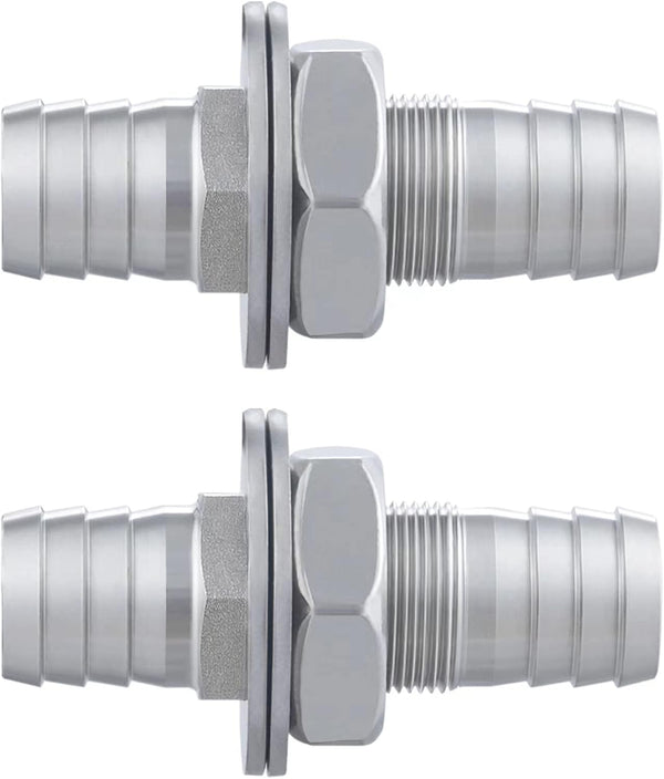 Enoch's Land 3/4" Hose Barb Thru-Bulk Bulkhead Fitting,304 Stainless Steel Straight Hex Union Fitting for Air Water Fuel